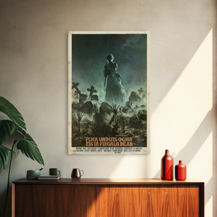The Undertaker's Daughter Counts The Dead, Italian Horror Film Poster, Retro Gothic Cinema Art, Vintage Halloween Wall Art, Canvas Print