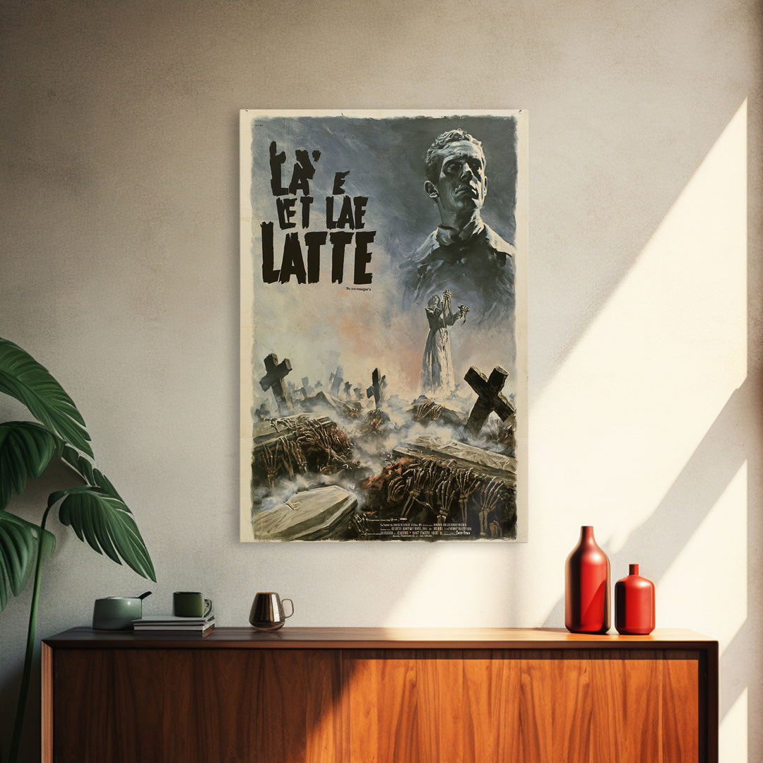 The Astronomer's Dead Daughter, French Horror Film Poster, Retro Gothic Cinema Art, Vintage Halloween Wall Art, Framed Canvas Print