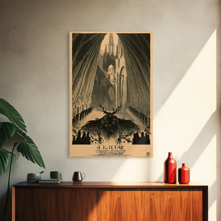 The Saint With A Mouth Of Crows, French Horror Film Poster, Retro Gothic Cinema Art, Vintage Halloween Wall Art, Framed Canvas Print