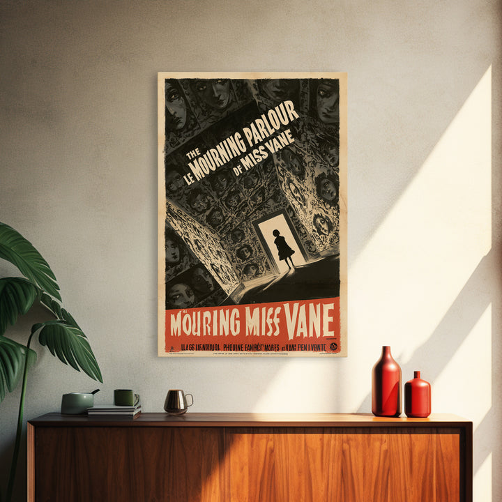The Mourning Parlour Of Miss Vane, French Horror Film Poster, Retro Gothic Cinema Art, Vintage Halloween Wall Art, Framed Canvas Print