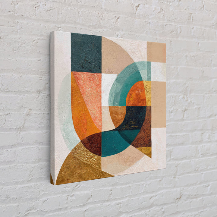 Boomerang Shapes in Mustard Teal and Coral Canvas Print, Midcentury Modern Art, Room Decor, Living Room Decor, Abstract Art, MMA-1x1-25