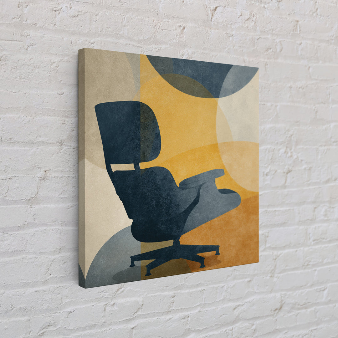Eames Era Chair Silhouette as Graphic Art Canvas Print, Midcentury Modern Art, Living Room Decor, Watercolor Art, Retro, MMA-1x1-4