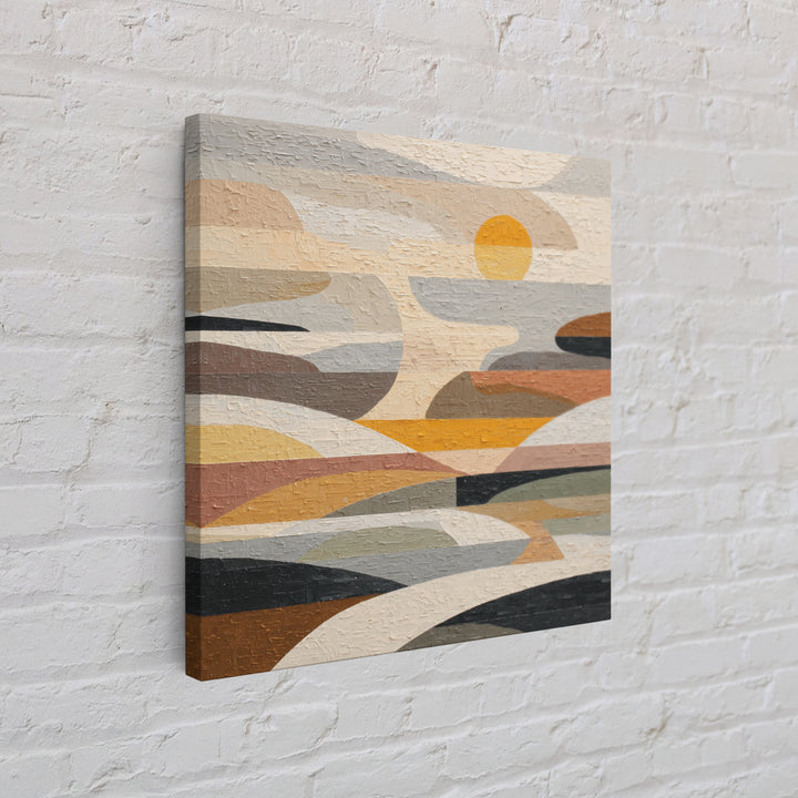 Large Sun and Hill Shapes Canvas Print, Midcentury Modern Art, Fine Art Print, Living Room Decor, Abstract Art, Retro, MMA-1x1-5