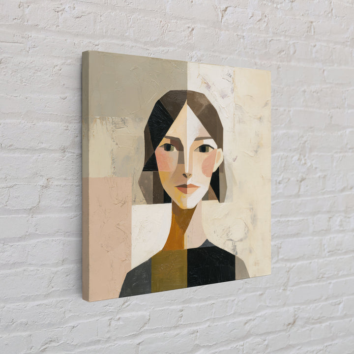 Mod Female Portrait Canvas Print, Midcentury Modern Art, Minimalist Wall Art, Living Room Decor, Fine Art, Retro, MMA-1x1-55