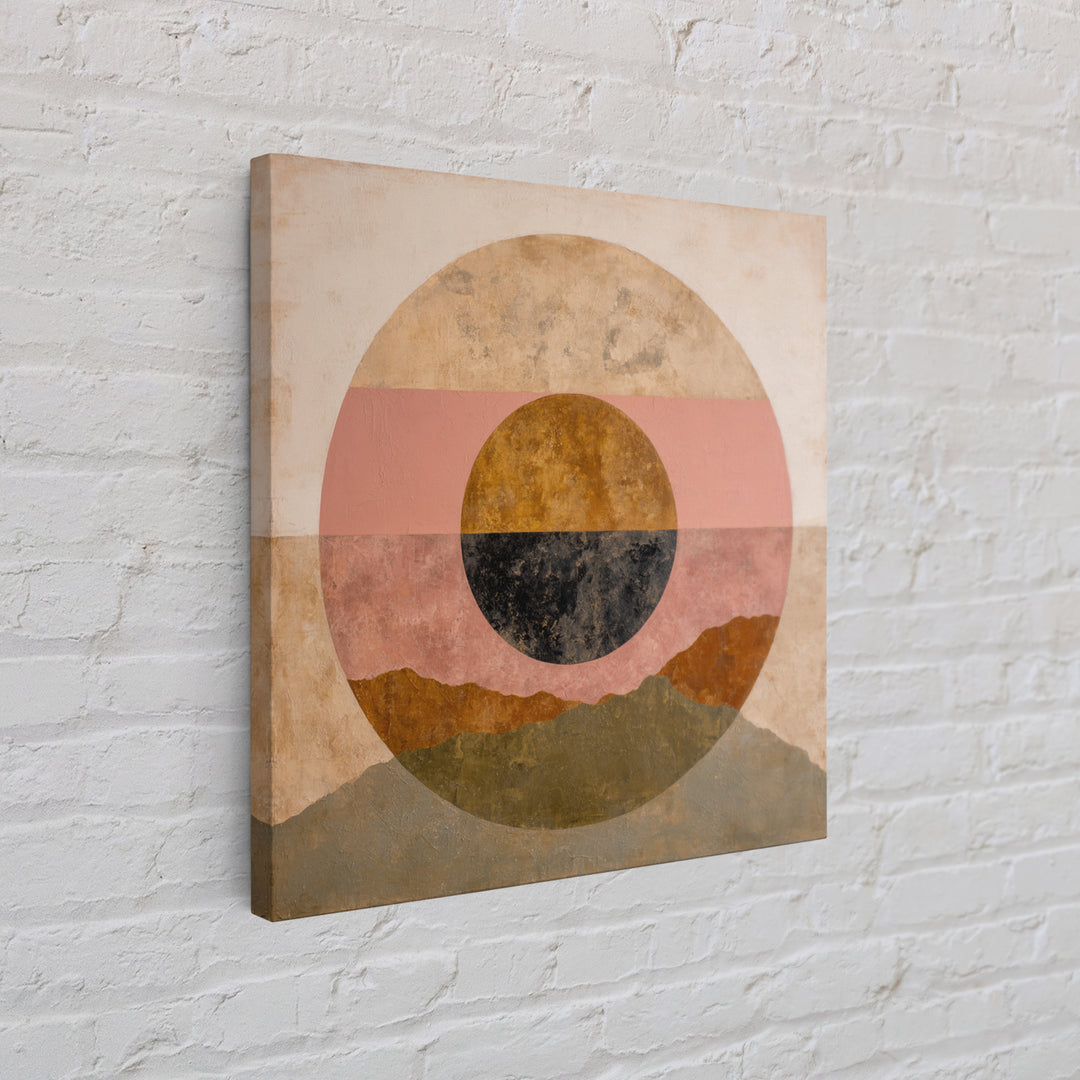 Large Sun and Hill Shapes Canvas Print, Midcentury Modern Art, Poster, Living Room Decor, Retro, Art Deco, Original Art, MMA-1x1-77