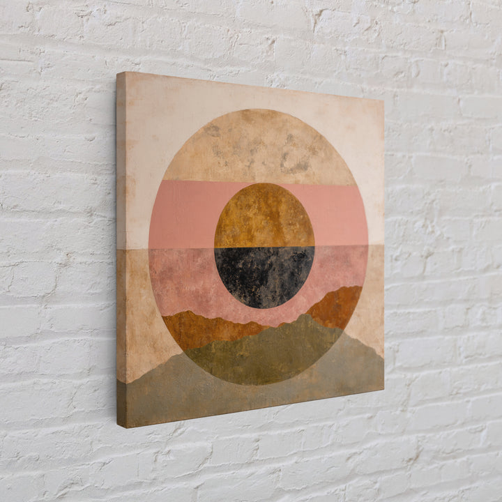 Large Sun and Hill Shapes Canvas Print, Midcentury Modern Art, Poster, Living Room Decor, Retro, Art Deco, Original Art, MMA-1x1-77