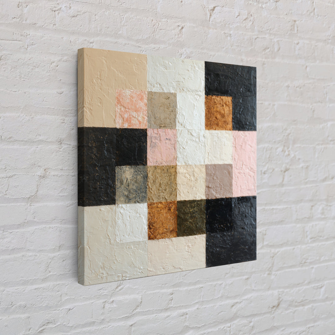 Desert Landscape Reduced to Color Blocks Framed Canvas Print, Midcentury Modern Art, Fine Art Print, Living Room Decor, Retro, MMA-1x1-80
