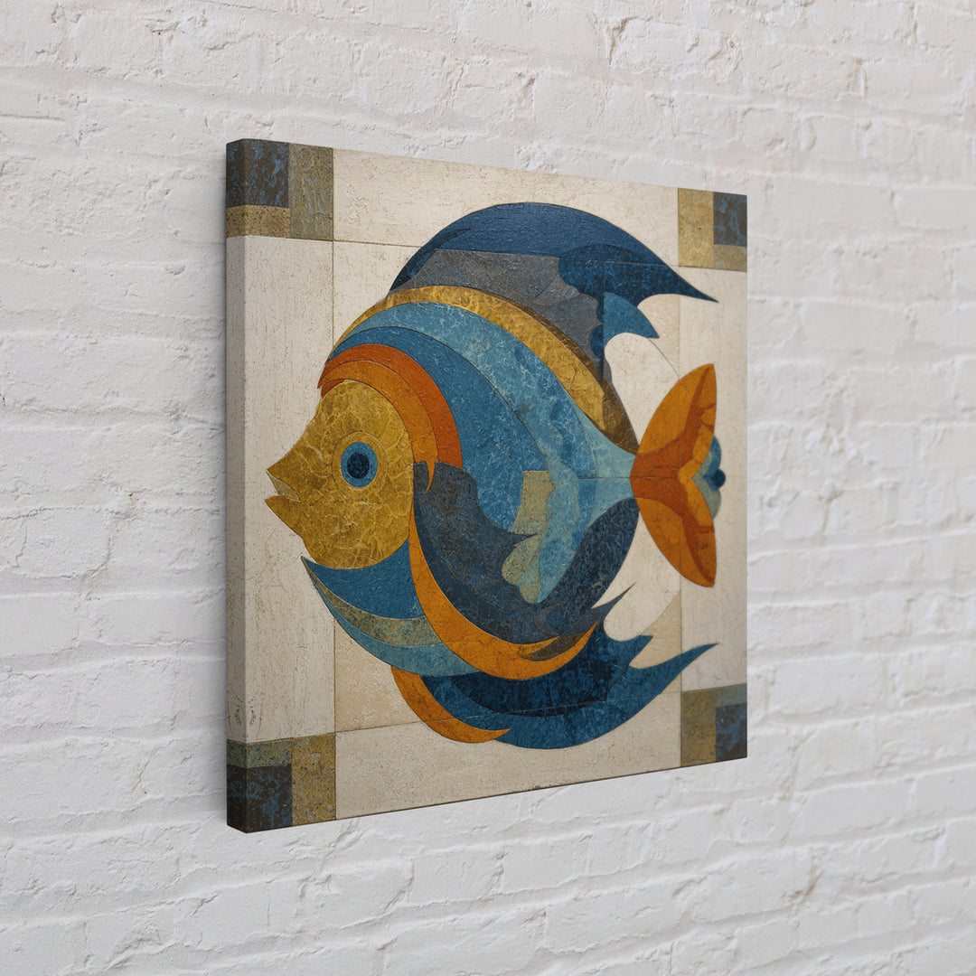 Abstract Fish Shapes Canvas Print, Midcentury Modern Art, Neutral Decor, Living Room Decor, Fine Art, Retro, Home Decor, MMA-1x1-90