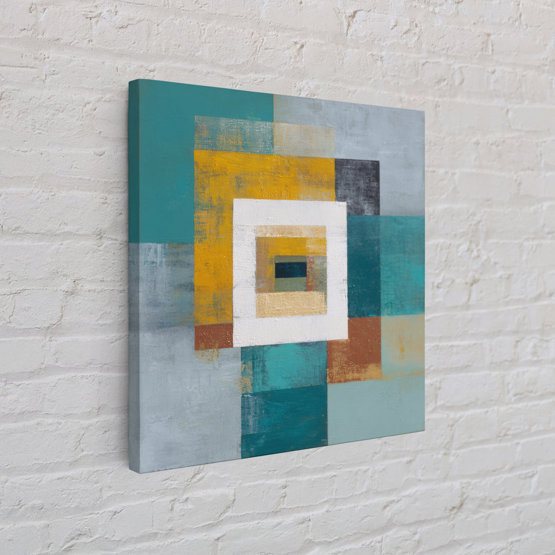 Teal Sofa Era Abstract Pattern Without Furniture Canvas Print, Midcentury Modern Art, Digital Prints, Living Room Decor, Retro, MMA-1x1-96