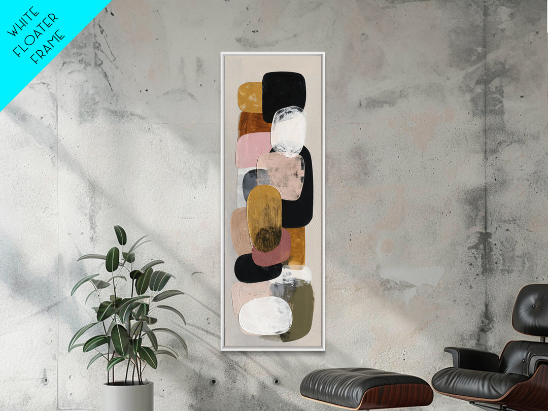 Oval and Rectangle Composition Framed Canvas Print, Midcentury Modern Art, Printable, Living Room Decor, Fine Art, Retro, MMA-1x3-52