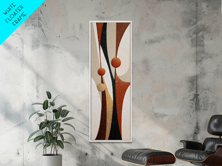 Minimal Mountain Scene Framed Canvas Print, Midcentury Modern Art, Neutral Decor, Living Room Decor, Oil Painting, Retro, MMA-1x3-75