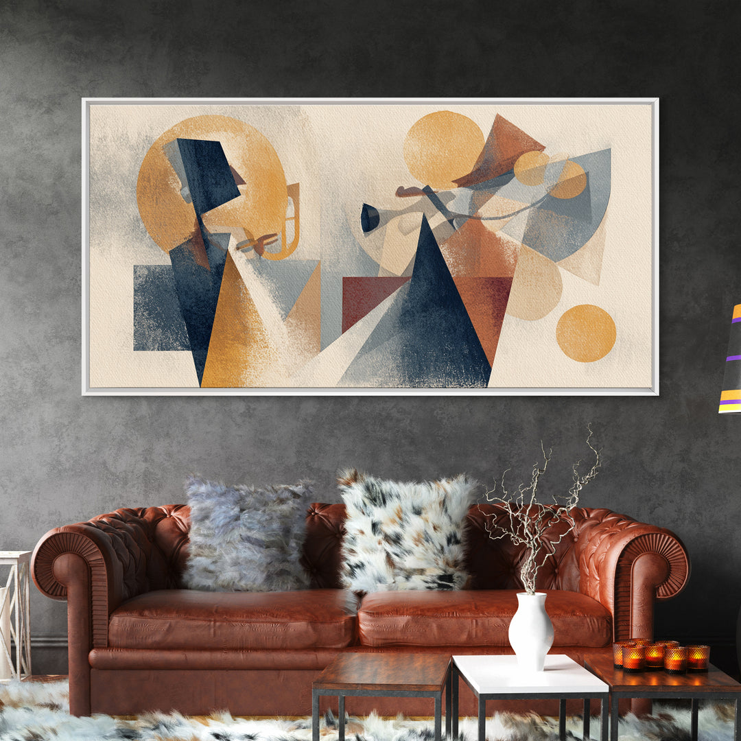Jazz Musician in Angular Mid Century Style Canvas Print, Midcentury Modern Art, Digital Art, Living Room Decor, Retro, MMA-2x1-29