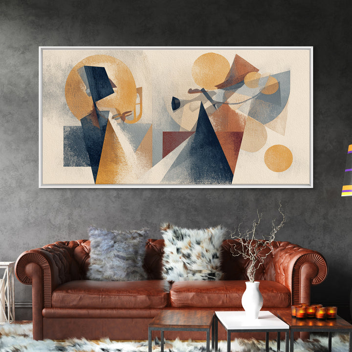 Jazz Musician in Angular Mid Century Style Canvas Print, Midcentury Modern Art, Digital Art, Living Room Decor, Retro, MMA-2x1-29
