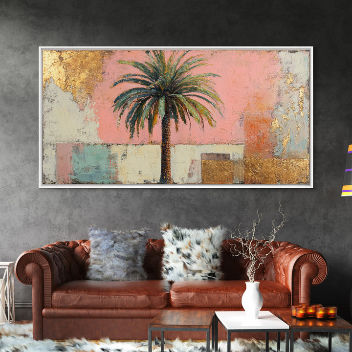 Stylized Palm Tree Framed Canvas Print, Midcentury Modern Art, Wall Decor, Living Room Decor, Fine Art, Retro, Digital Print, MMA-2x1-37