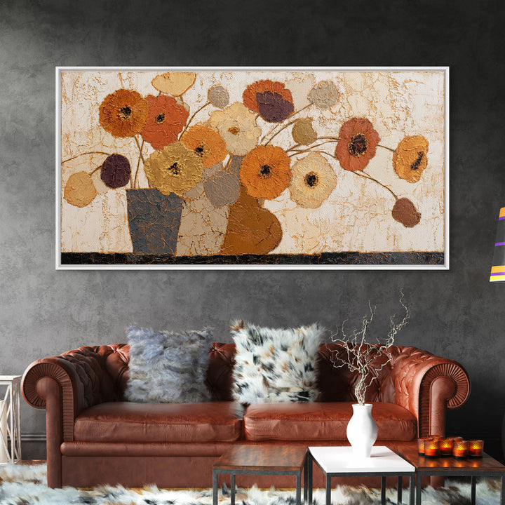 Vase of Flowers Rendered Framed Canvas Print, Midcentury Modern Art, Poster, Living Room Decor, Fine Art, Retro, Art Deco, MMA-2x1-40