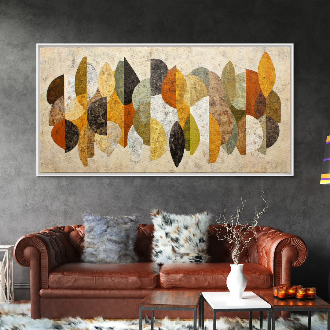 Abstract Leaf Shapes Canvas Print, Midcentury Modern Art, Art, Living Room Decor, Watercolor Art, Retro, Abstract Art, MMA-2x1-78
