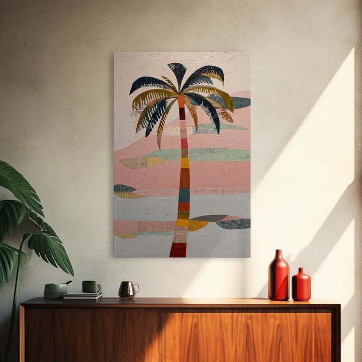 Stylized Palm Tree Framed Canvas Print, Midcentury Modern Art, Art Print, Living Room Decor, Fine Art, Retro, Abstract Wall Art, MMA-2x3-1