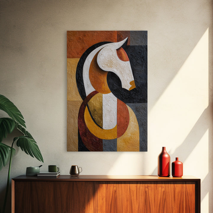 Mid Century Horse Framed Canvas Print, Midcentury Modern Art, Room Decor, Living Room Decor, Fine Art, Retro, Art Print, MMA-2x3-3