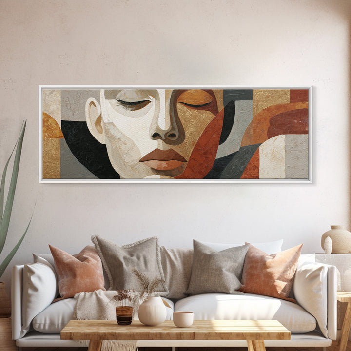 Mod Female Portrait Framed Canvas Print, Midcentury Modern Art, Prints, Living Room Decor, Fine Art, Retro, Abstract Wall Art, MMA-3x1-47