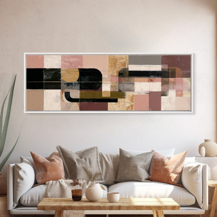Oval and Rectangle Composition Canvas Print, Midcentury Modern Art, Boho Wall Decor, Living Room Decor, Fine Art, Retro, MMA-3x1-8
