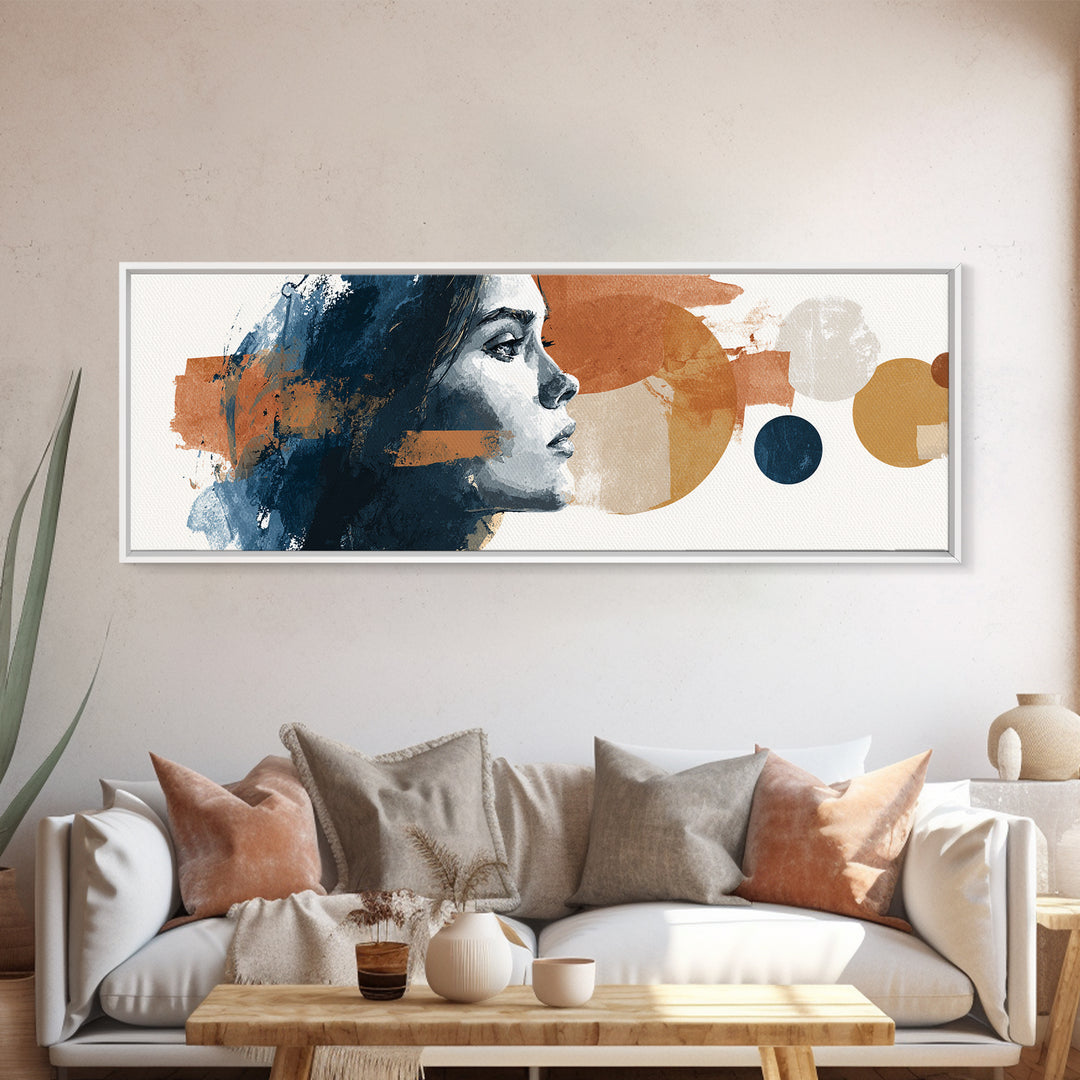 Mod Female Portrait Canvas Print, Midcentury Modern Art, Prints, Living Room Decor, Fine Art, Retro, Abstract Wall Art, MMA-3x1-95