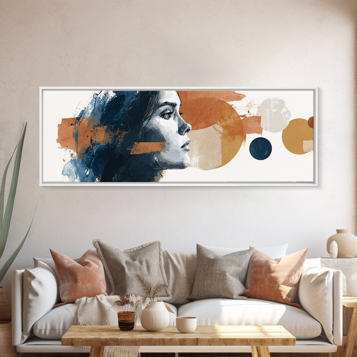 Mod Female Portrait Canvas Print, Midcentury Modern Art, Prints, Living Room Decor, Fine Art, Retro, Abstract Wall Art, MMA-3x1-95