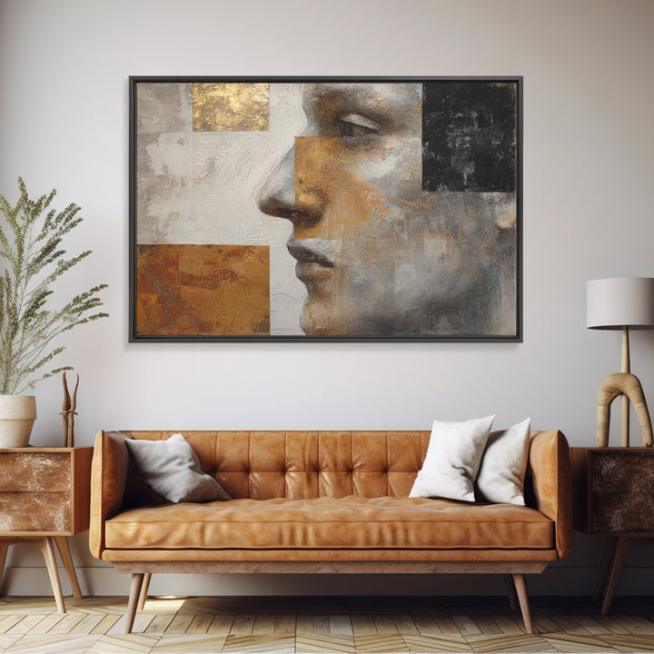Mod Female Portrait Framed Canvas Print, Midcentury Modern Art, Room Decor, Living Room Decor, Oil Painting, Retro, Art Print, MMA-3x2-35