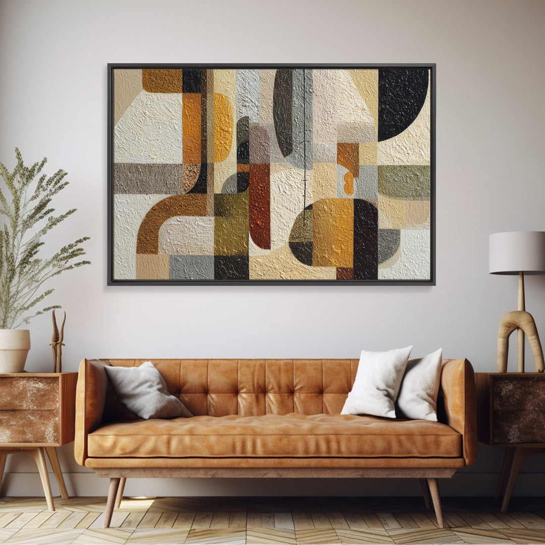 Jazz Musician in Angular Mid Century Style Canvas Print, Midcentury Modern Art, Modern Art, Living Room Decor, Oil Painting, MMA-3x2-37