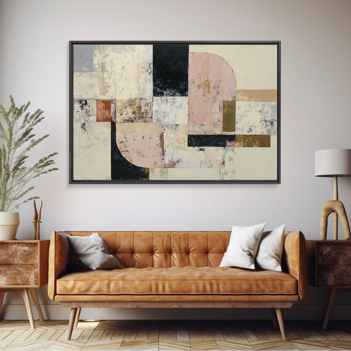 Oval and Rectangle Composition Canvas Print, Midcentury Modern Art, Minimalist Decor, Living Room Decor, Fine Art, Retro, MMA-3x2-68