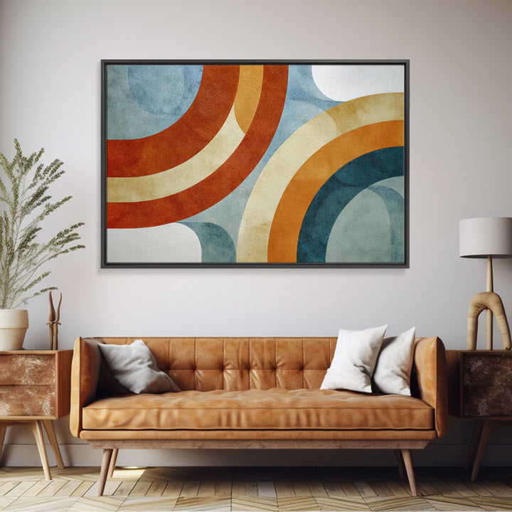 Stacked Arches in Burnt Orange and Cream Canvas Print, Midcentury Modern Art, Boho Decor, Living Room Decor, Oil Painting, MMA-3x2-89