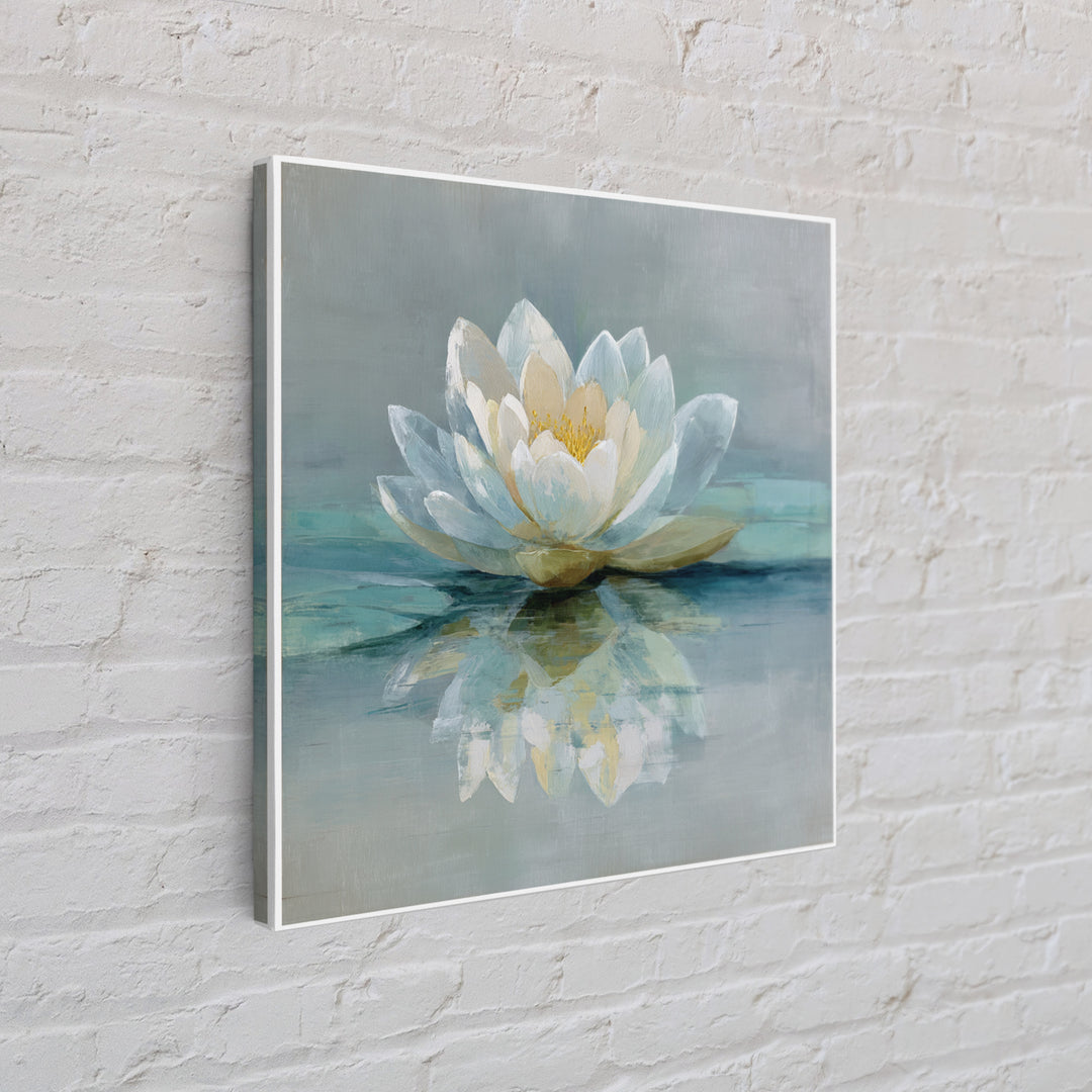 Lotus Flower Floating on Still Water Framed Canvas Print, Medical Office Art, Animal Art, Office Decor, Watercolor Art, Calm, MOA-1x1-11