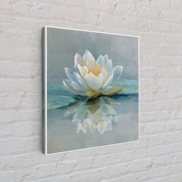 Lotus Flower Floating on Still Water Framed Canvas Print, Medical Office Art, Animal Art, Office Decor, Watercolor Art, Calm, MOA-1x1-11