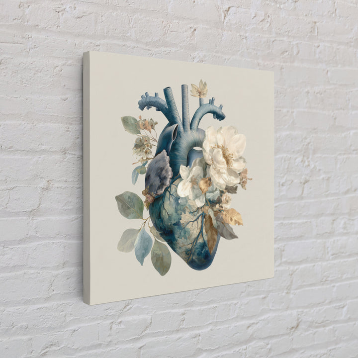 Anatomical Heart Rendered as Tasteful Botanical Art Canvas Print, Medical Office Art, Heart Anatomy Print, Office Decor, Calm, MOA-1x1-13