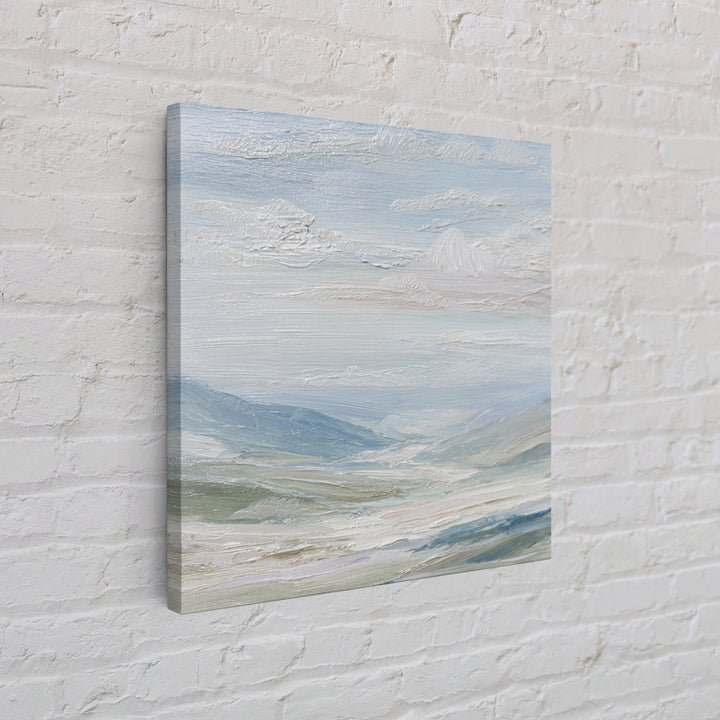 Soft Mountain Landscape Framed Canvas Print, Medical Office Art, Healthcare Wall Art, Office Decor, Oil Painting, Calm, MOA-1x1-2