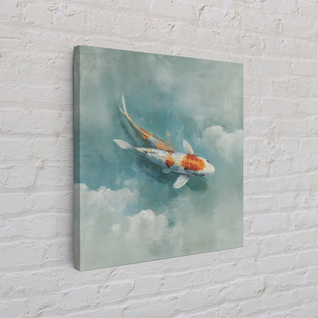 Calm Koi Fish Swimming Through Clear Water Canvas Print, Medical Office Art, Brain Poster, Office Decor, Oil Painting, Calm, MOA-1x1-22