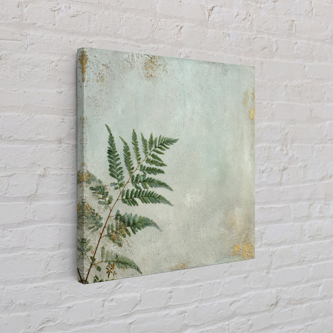 Minimal Green Fern Specimen Framed Canvas Print, Medical Office Art, Gallery Decor, Office Decor, Fine Art, Calm, MOA-1x1-32