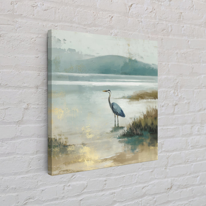 Blue Heron Standing Framed Canvas Print, Medical Office Art, Nurse Wall Art, Office Decor, Fine Art, Calm, Room Decor, MOA-1x1-38