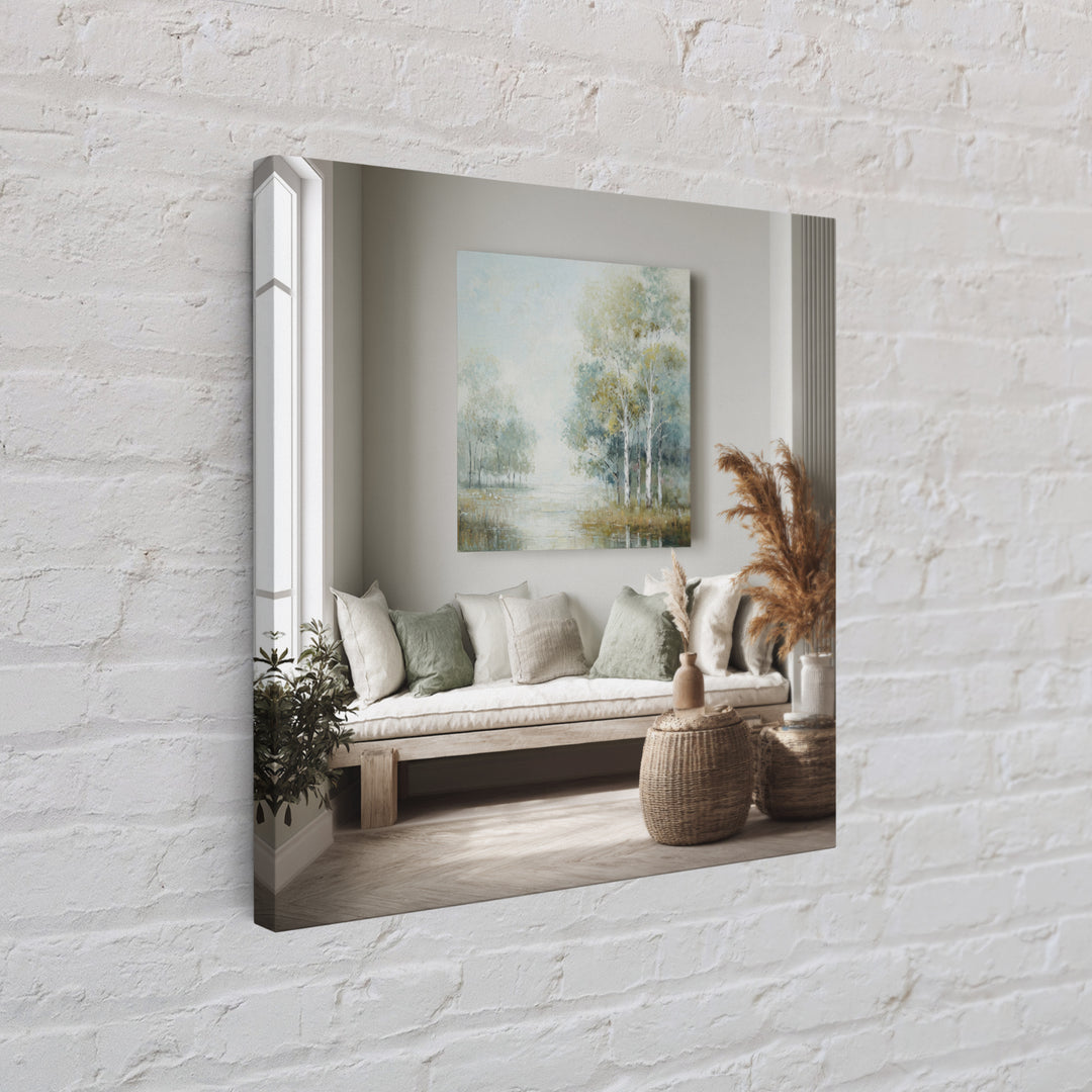 Gentle Forest Path Framed Canvas Print, Medical Office Art, Gallery Decor, Office Decor, Oil Painting, Calm, Contemporary Art, MOA-1x1-41