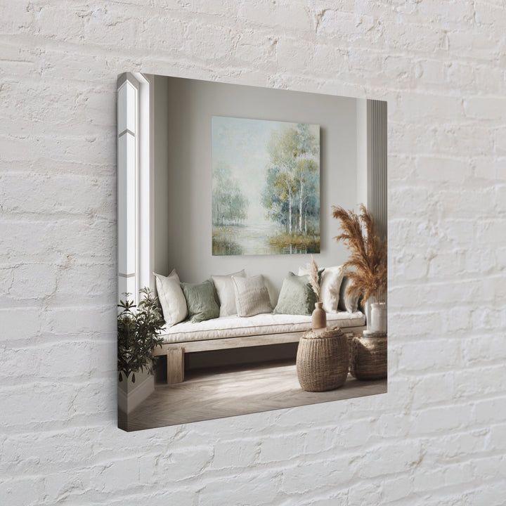 Gentle Forest Path Framed Canvas Print, Medical Office Art, Gallery Decor, Office Decor, Oil Painting, Calm, Contemporary Art, MOA-1x1-41