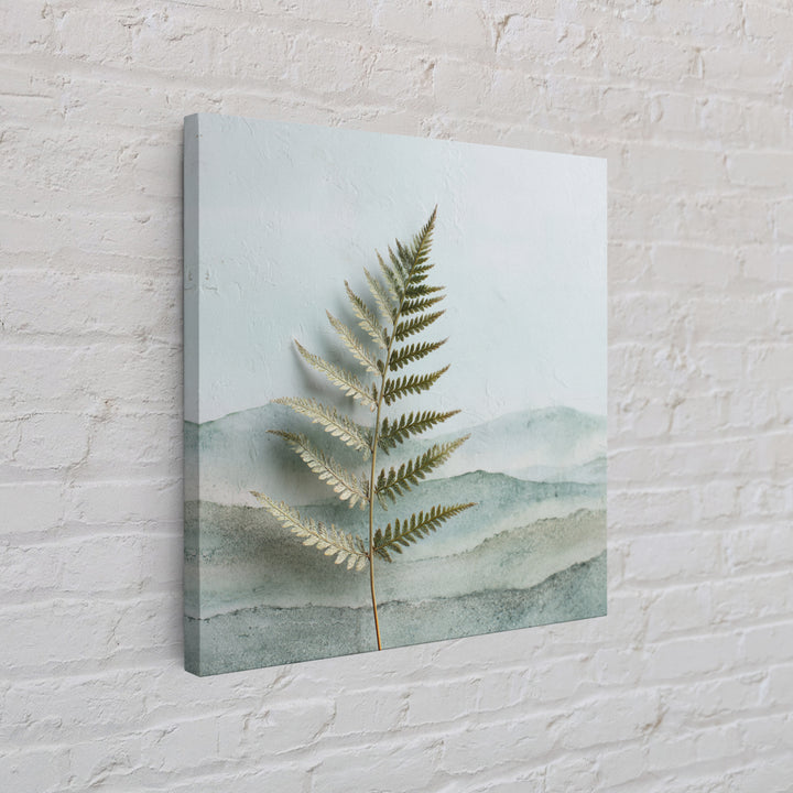 Minimal Green Fern Specimen Framed Canvas Print, Medical Office Art, Teal Wall Art, Office Decor, Fine Art, Calm, Anatomy Art, MOA-1x1-56