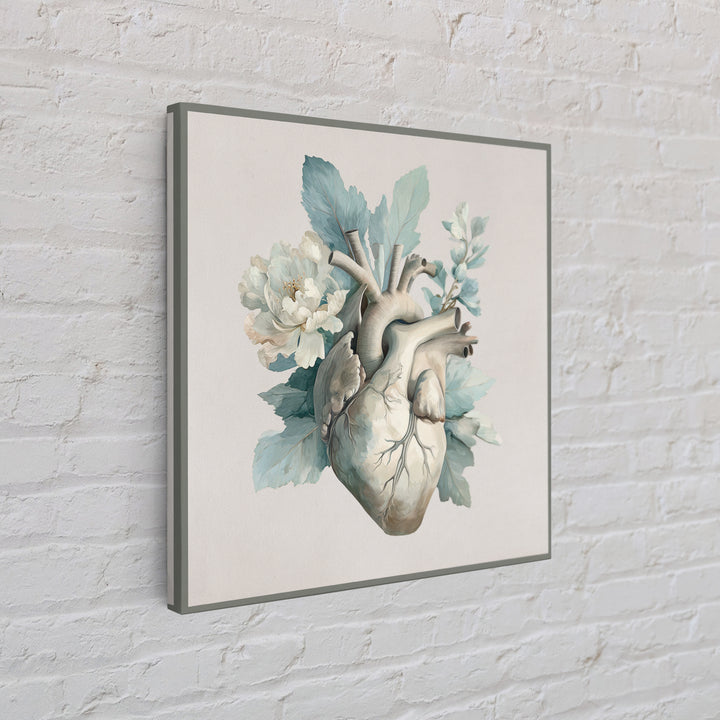 Anatomical Heart Rendered as Tasteful Botanical Art Canvas Print, Medical Office Art, Medical School, Office Decor, Calm, MOA-1x1-61