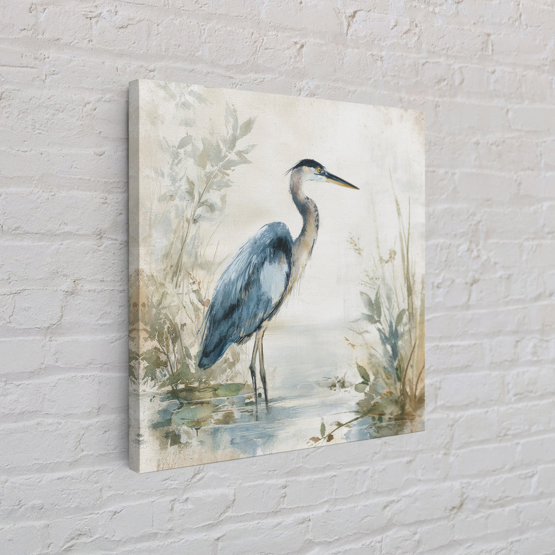 Blue Heron Standing Framed Canvas Print, Medical Office Art, Nurse Wall Art, Office Decor, Fine Art, Calm, Room Decor, MOA-1x1-62
