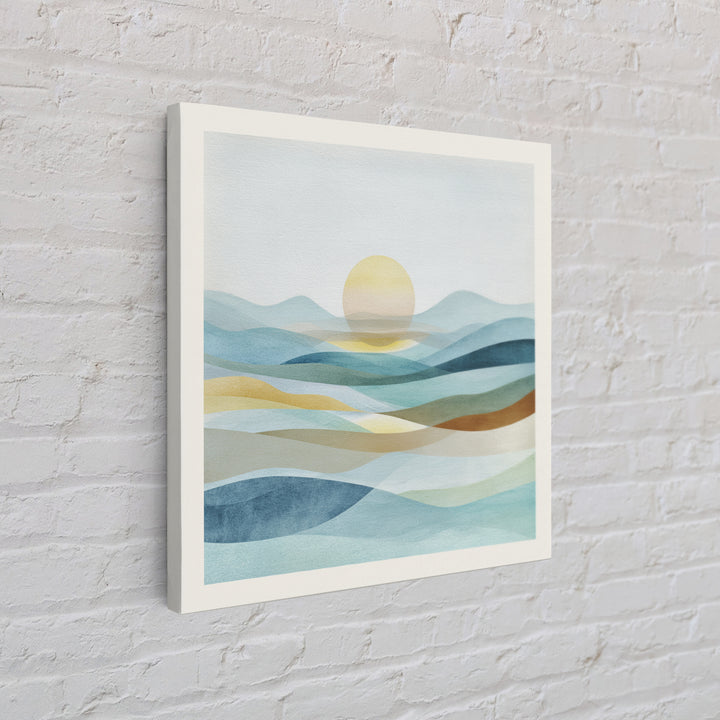 Minimal Sunrise over Rounded Hills Framed Canvas Print, Medical Office Art, Biology Art, Office Decor, Fine Art, Calm, MOA-1x1-71