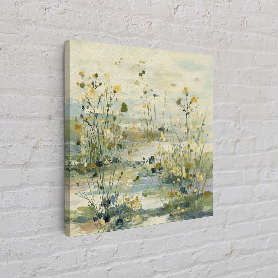 Sunlit Meadow with Wildflowers and Calm Mood Framed Canvas Print, Medical Office Art, Biology Art, Office Decor, Fine Art, Calm, MOA-1x1-84