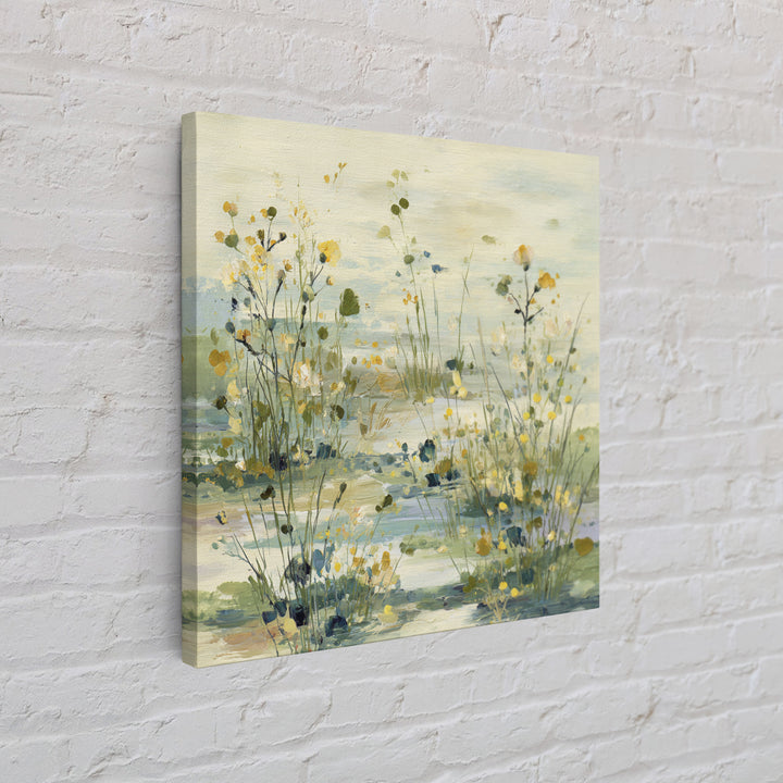 Sunlit Meadow with Wildflowers and Calm Mood Framed Canvas Print, Medical Office Art, Biology Art, Office Decor, Fine Art, Calm, MOA-1x1-84