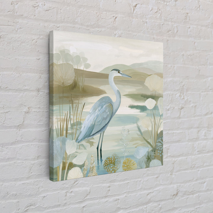 Blue Heron Standing Canvas Print, Medical Office Art, Modern Decor, Office Decor, Fine Art, Calm, Home Decor, Wall Decor, MOA-1x1-86