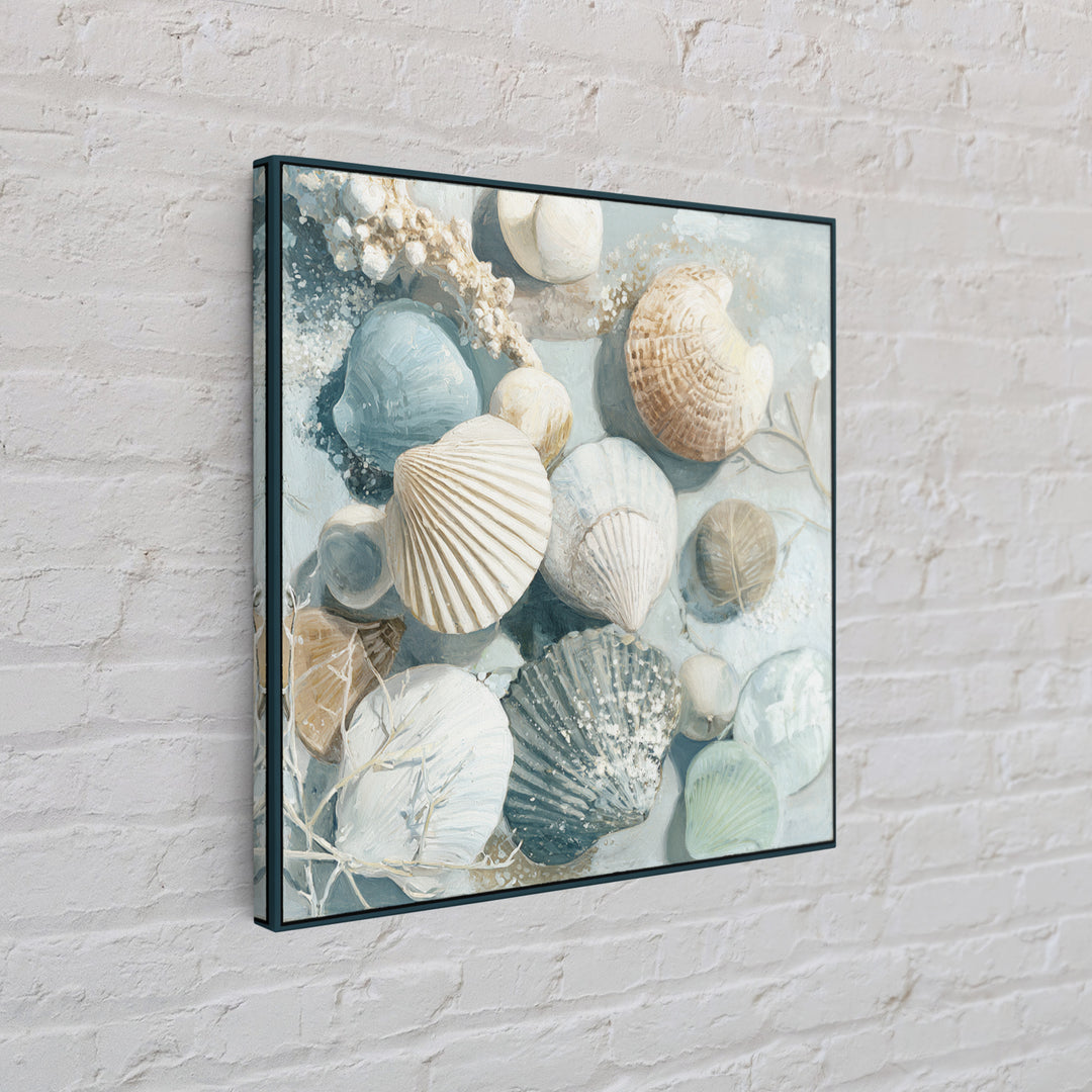 Coastal Shells and Water Study Canvas Print, Medical Office Art, Science Art, Office Decor, Fine Art, Calm, Textured Painting, MOA-1x1-92