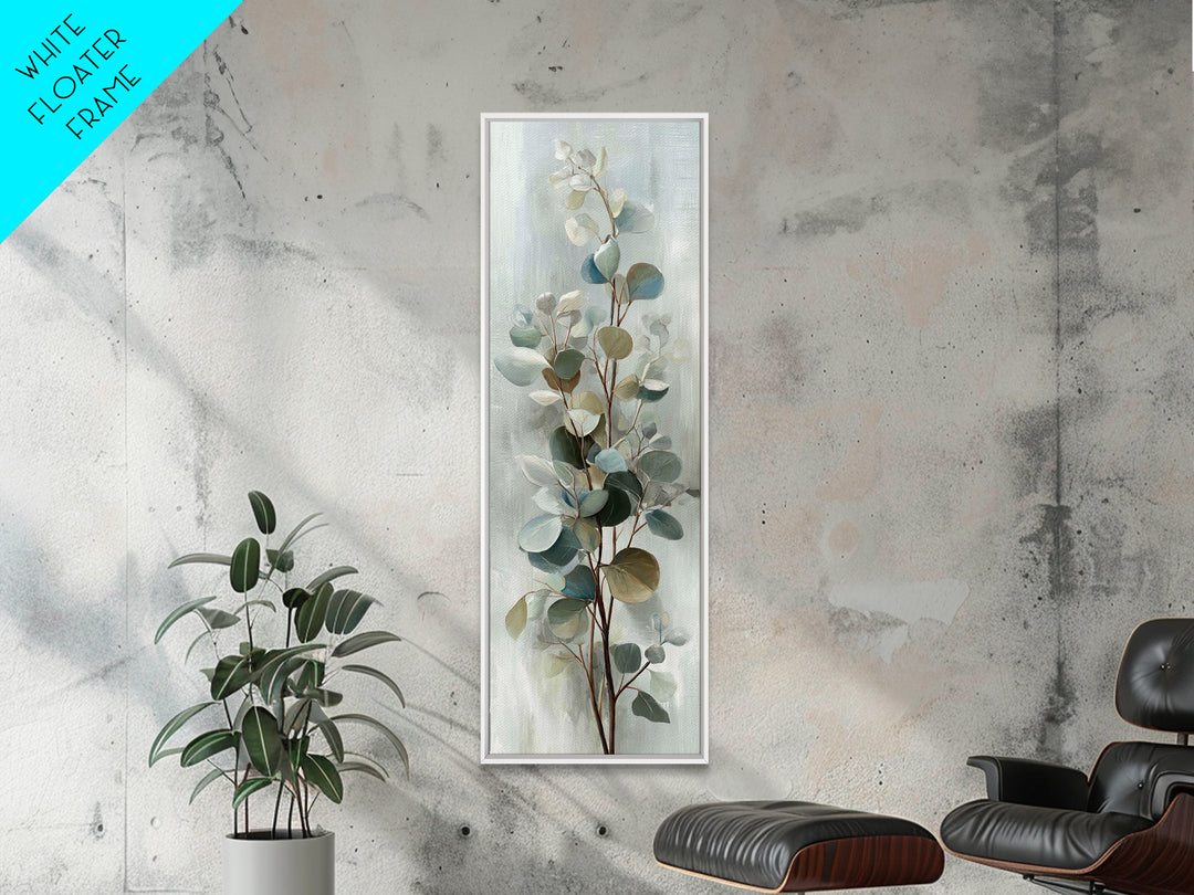 Botanical Eucalyptus Branch Framed Canvas Print, Medical Office Art, Home Decor, Office Decor, Fine Art, Calm, Medical Art, MOA-1x3-15