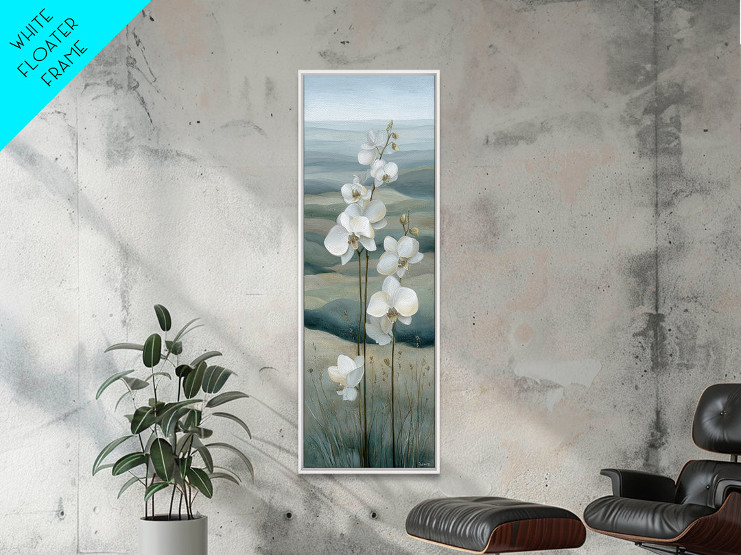White Orchid on Gray Stone Surface Canvas Print, Medical Office Art, Nurse Wall Art, Office Decor, Fine Art, Calm, Room Decor, MOA-1x3-18