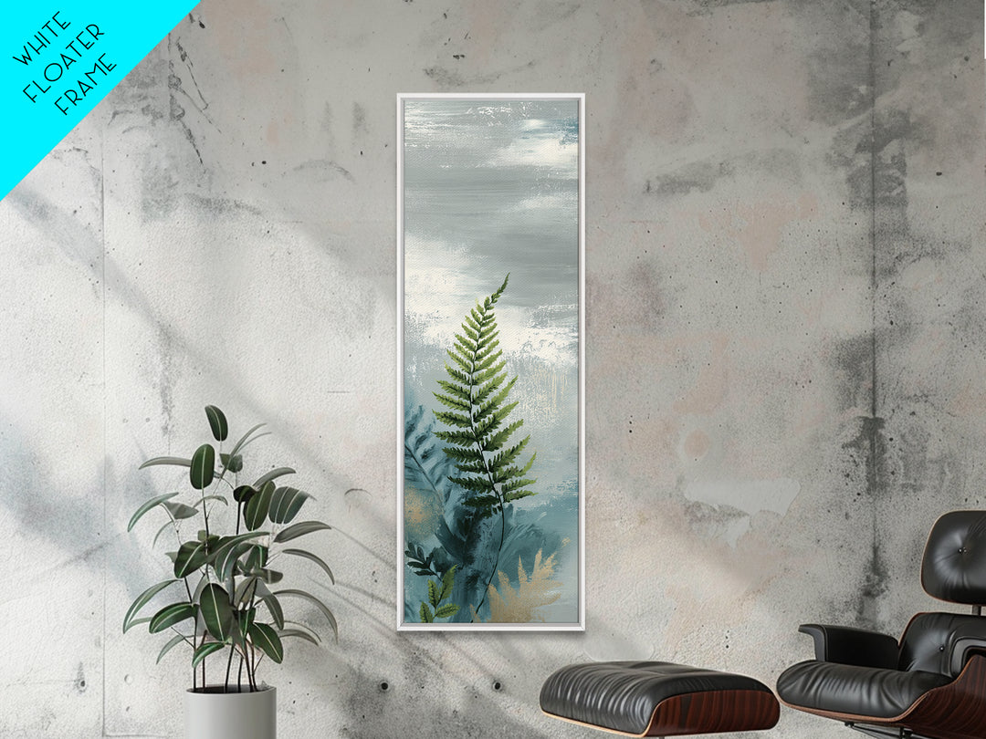 Minimal Green Fern Specimen Framed Canvas Print, Medical Office Art, Luxury Decor, Office Decor, Calm, Digital Wall Art, MOA-1x3-20